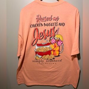 Simply Southern Men’s Short Sleeve Tee Size XXL 100% cotton Color Peach